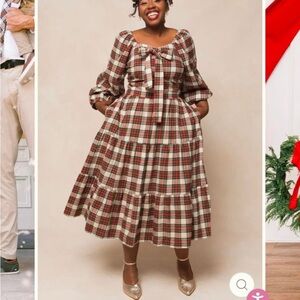 Ivy City Co Red Plaid Maxi Dress